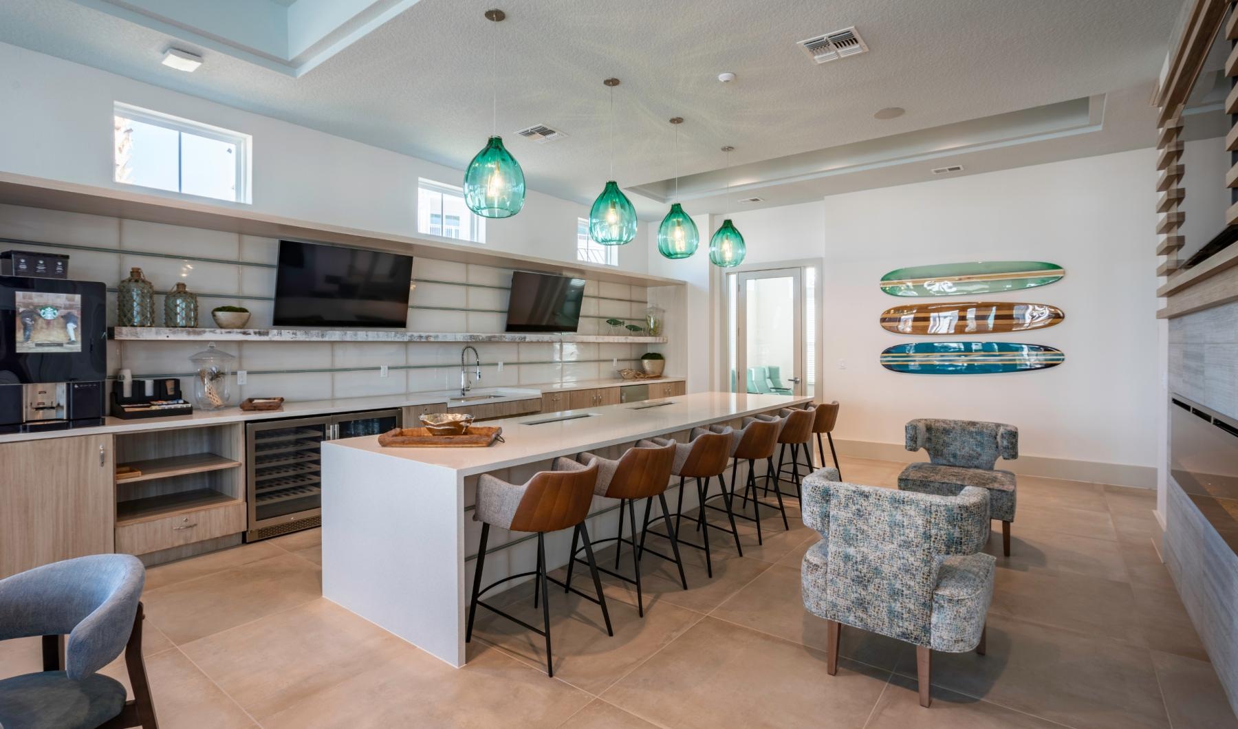 a kitchen with a table and chairs