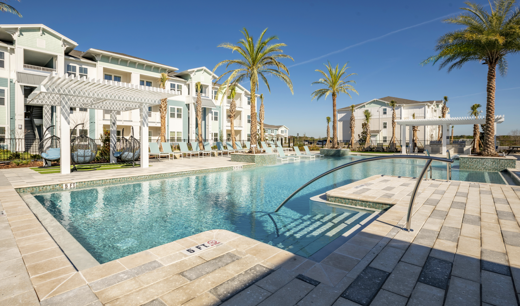 a swimming pool in a resort